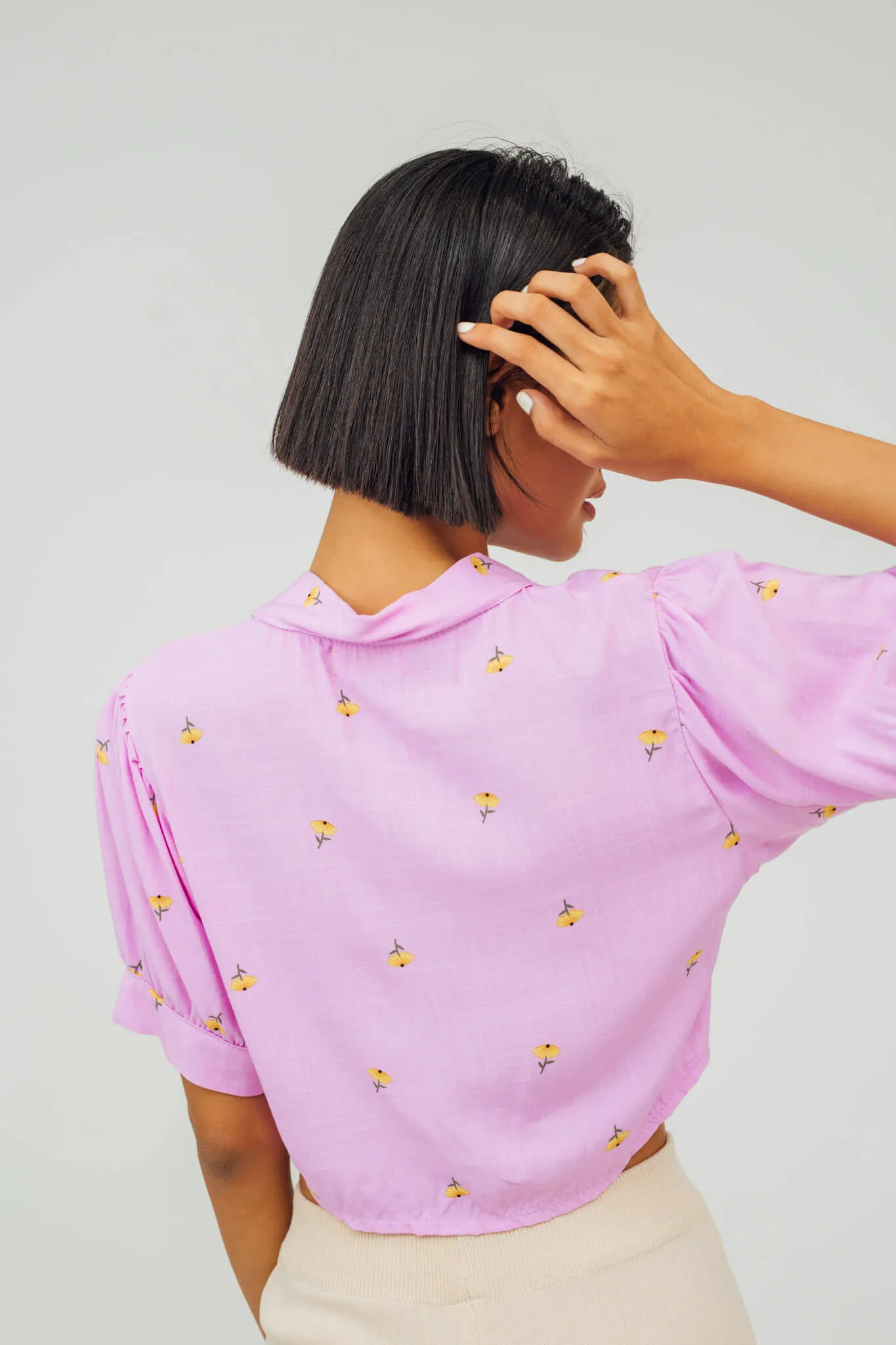 Say Collared Linen Top