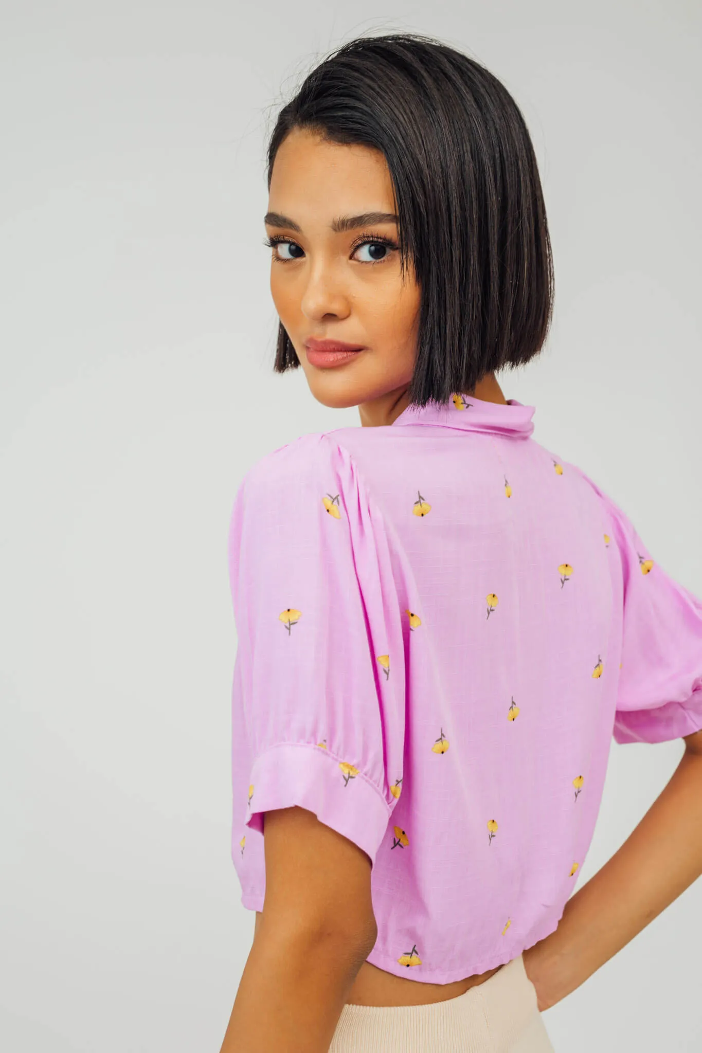 Say Collared Linen Top
