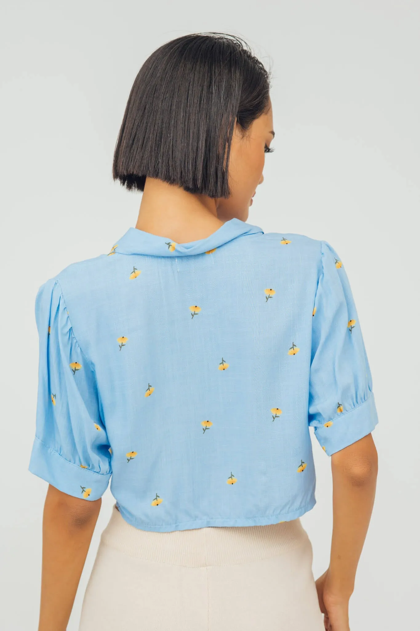 Say Collared Linen Top