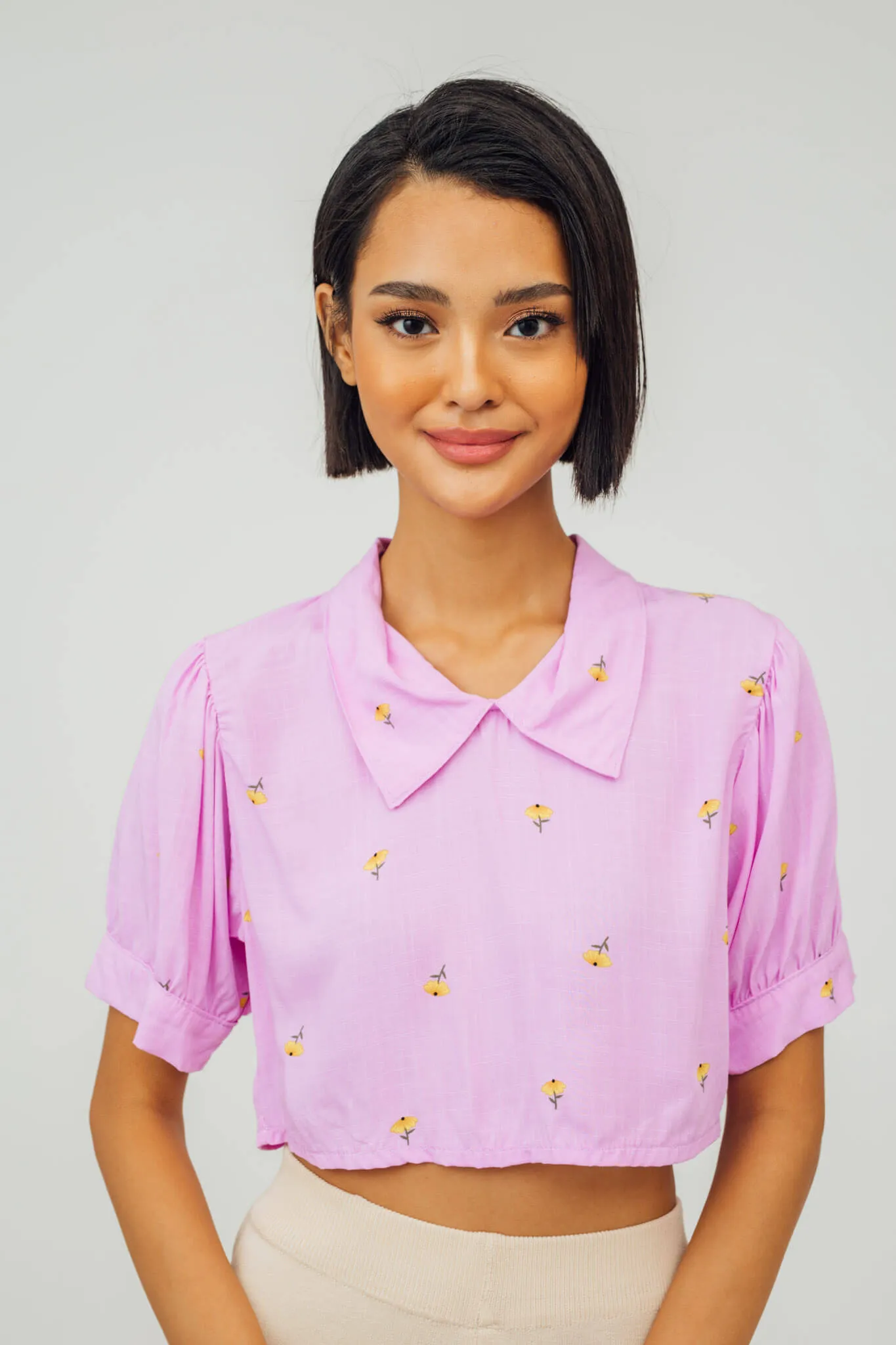 Say Collared Linen Top