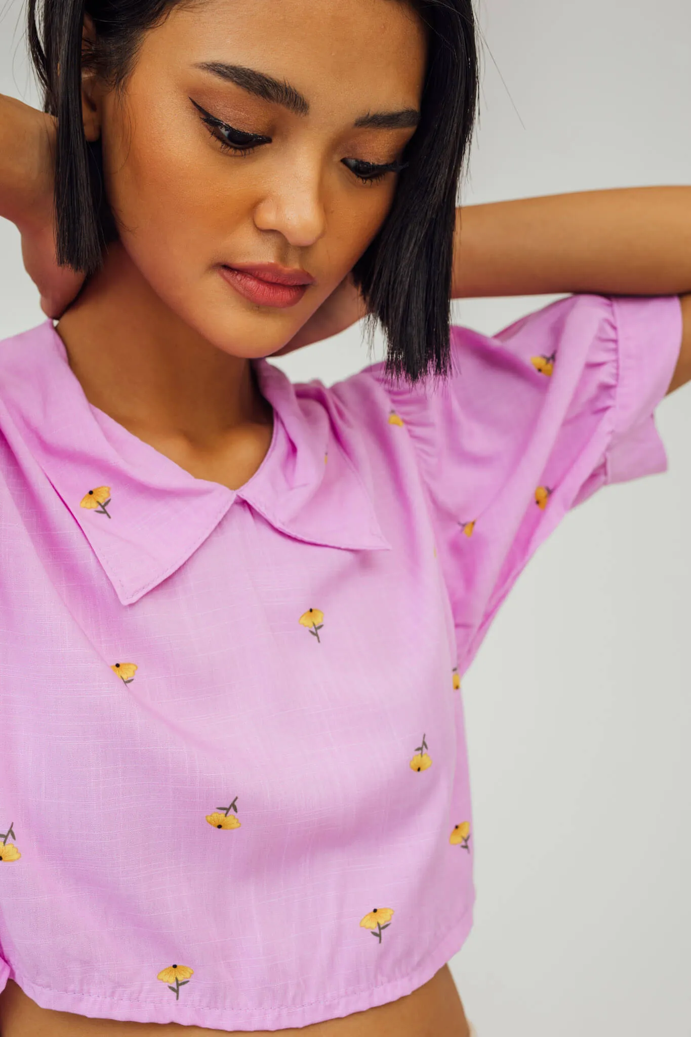 Say Collared Linen Top