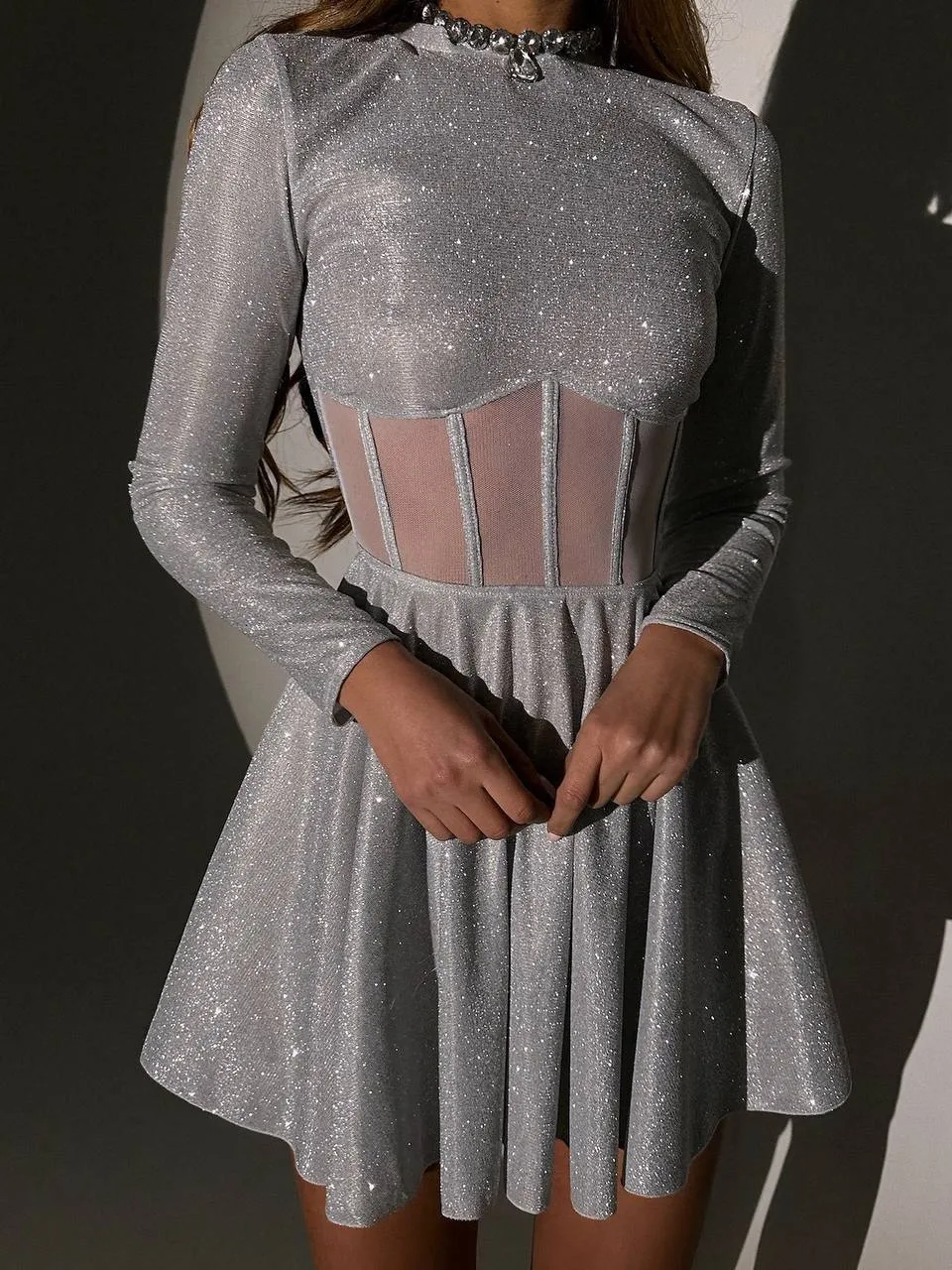 Silver mini dress “Luminous”