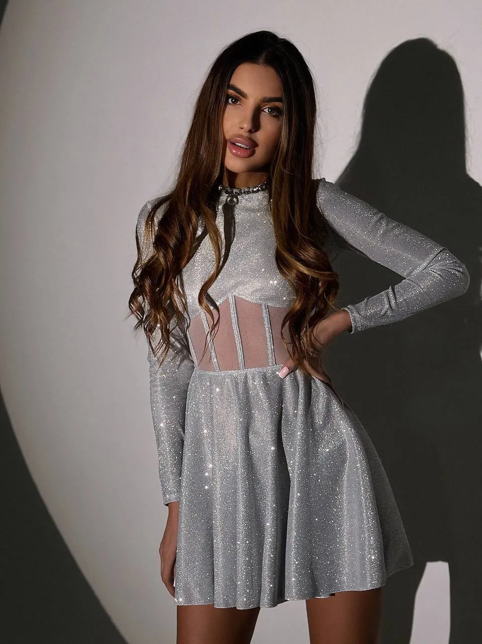 Silver mini dress “Luminous”