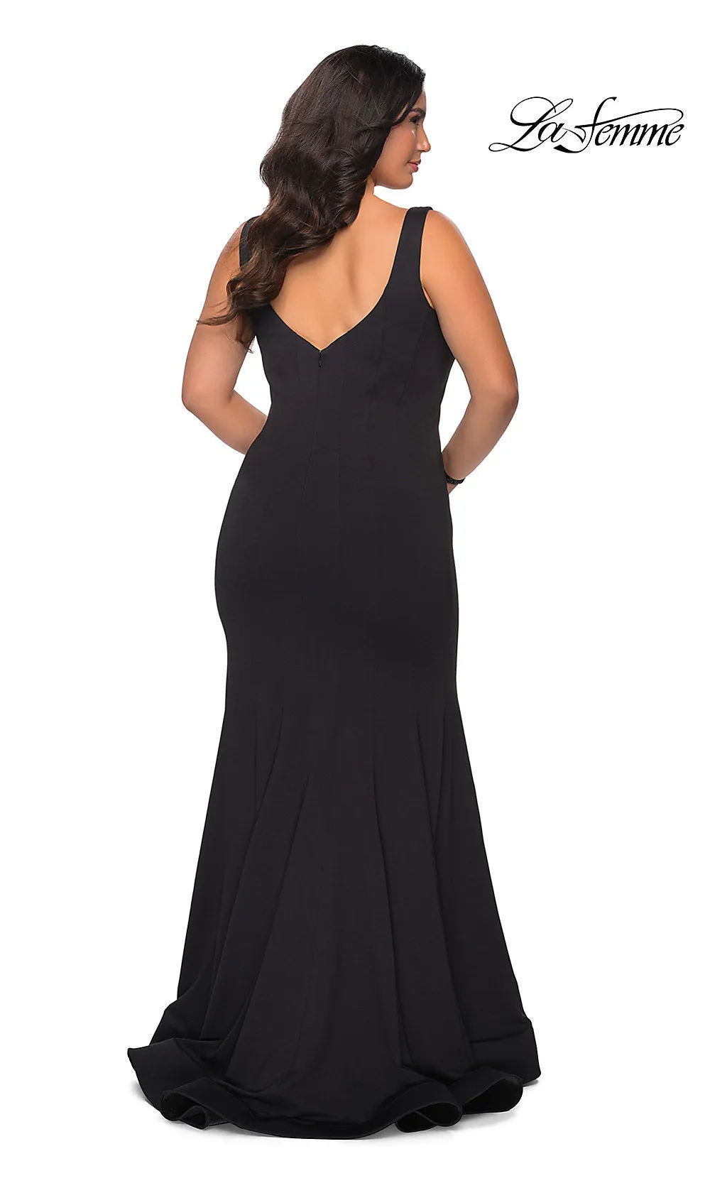 Simple La Femme Long Formal Plus-Size Mermaid Gown