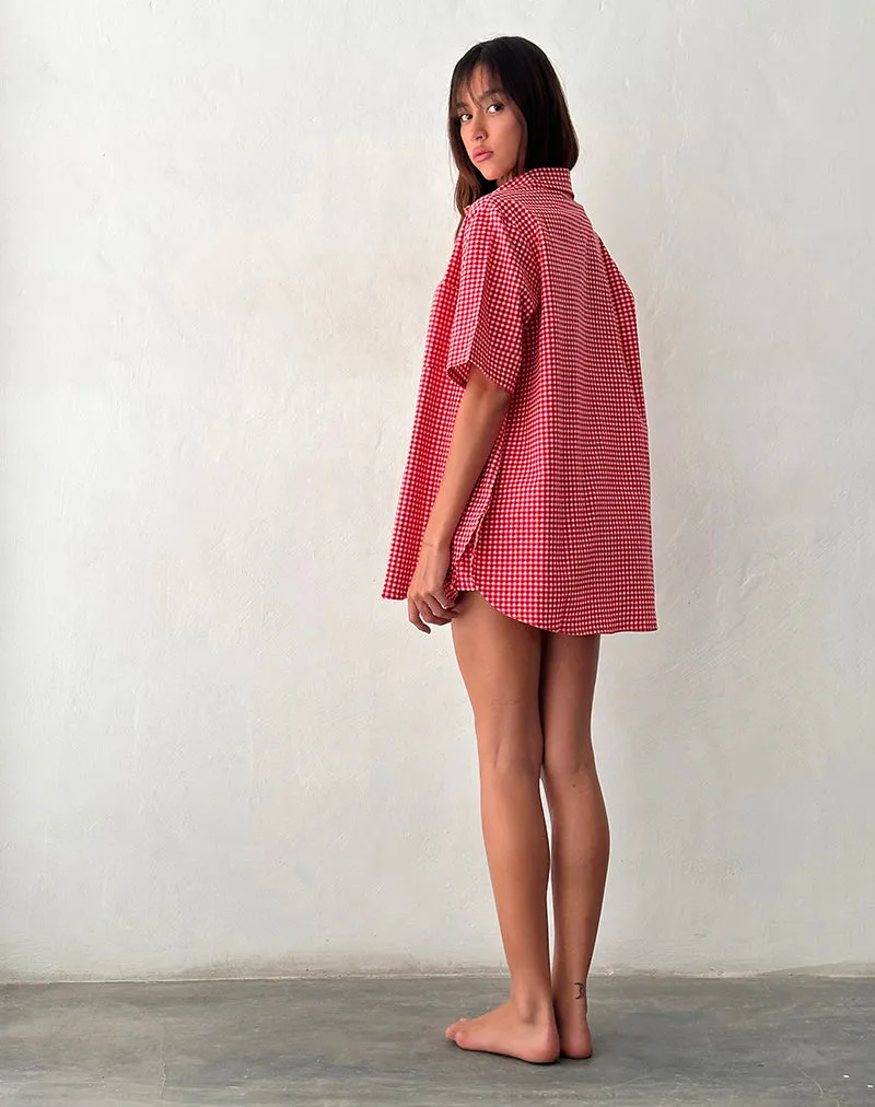 Smith Oversized Shirt in Red Gingham
