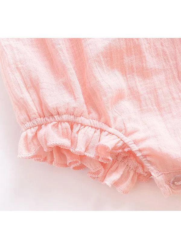 Solid Color Romper Backless Strapped Sleeveless Bodysuit for Baby Girls