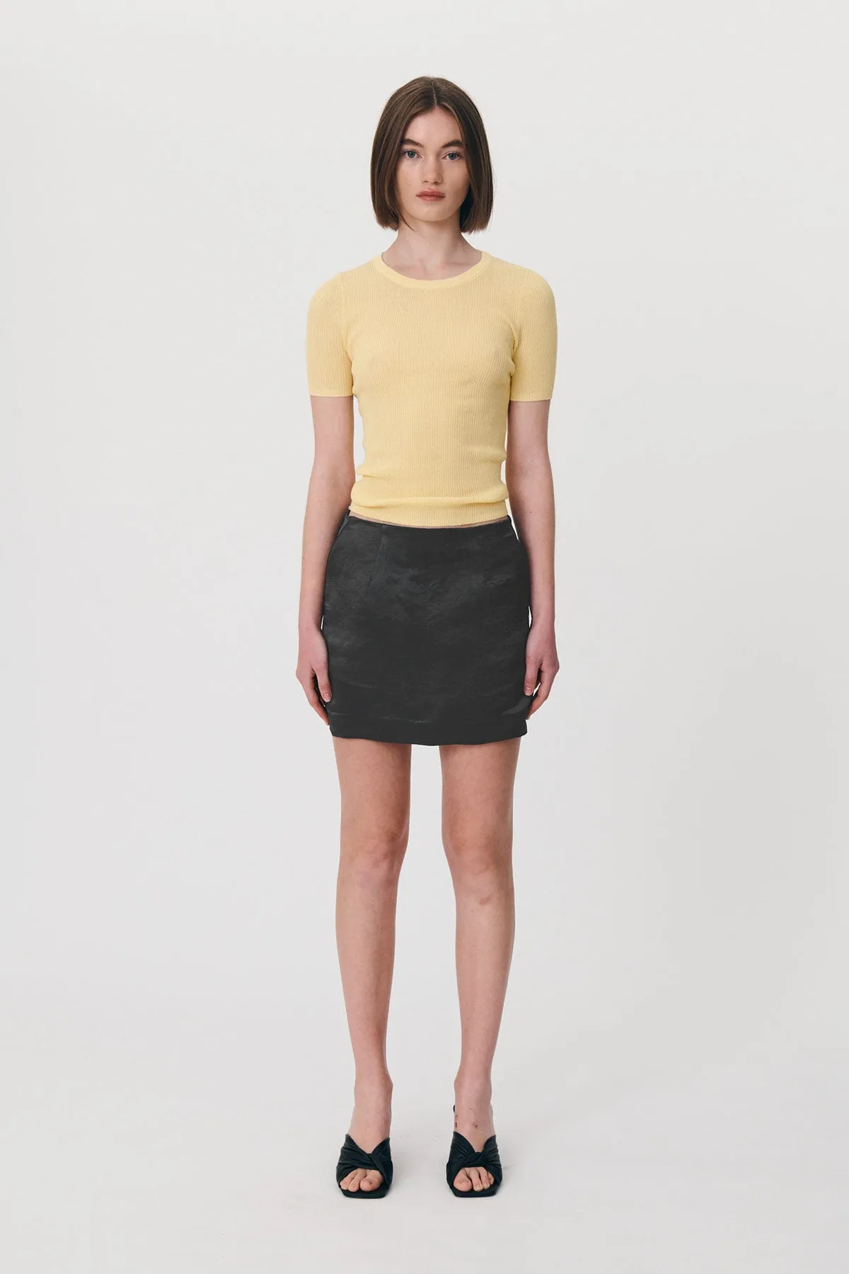 Tau Silk Linen Mini Skirt