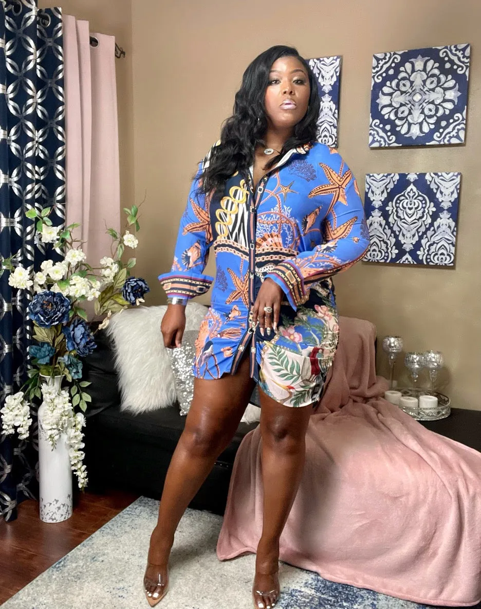 The "Wild Blue" Shirt Dress