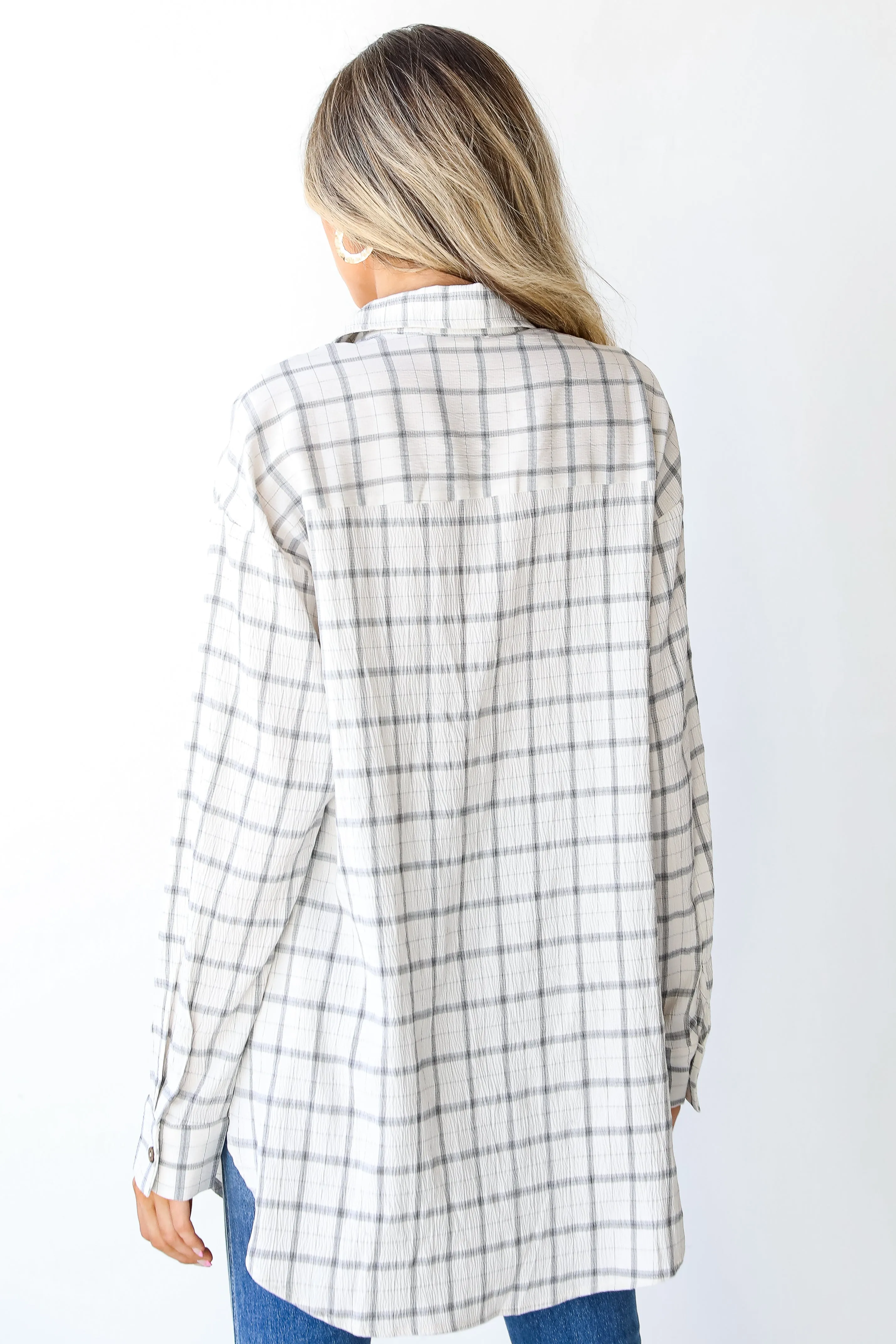 Treat Me Right Plaid Button-Up Blouse
