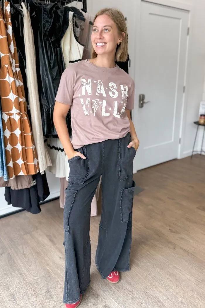 Utility Wide Leg Sweatpants Black