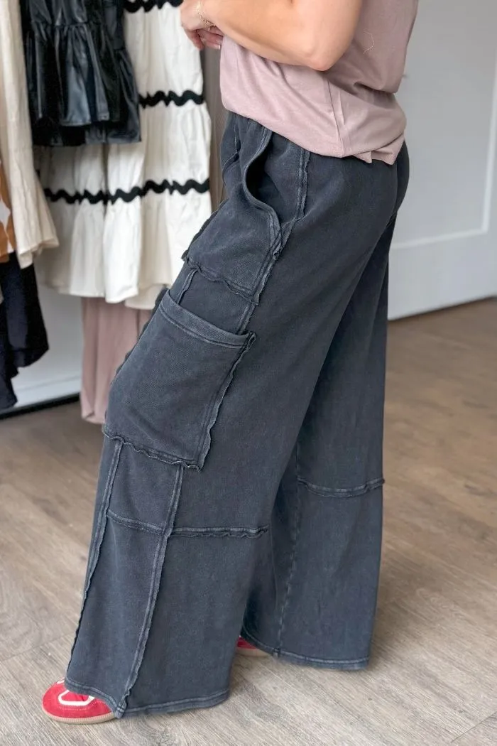 Utility Wide Leg Sweatpants Black