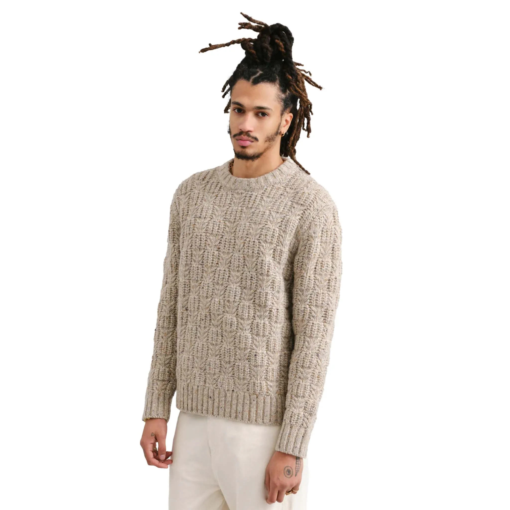 Wax London - Wilde Checkerboard Leaf Sweater - Natural