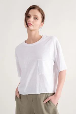 White Slubby Cropped Tee