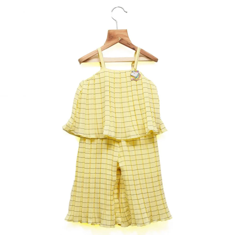 Yellow Striped Cape Style Jumpsuit