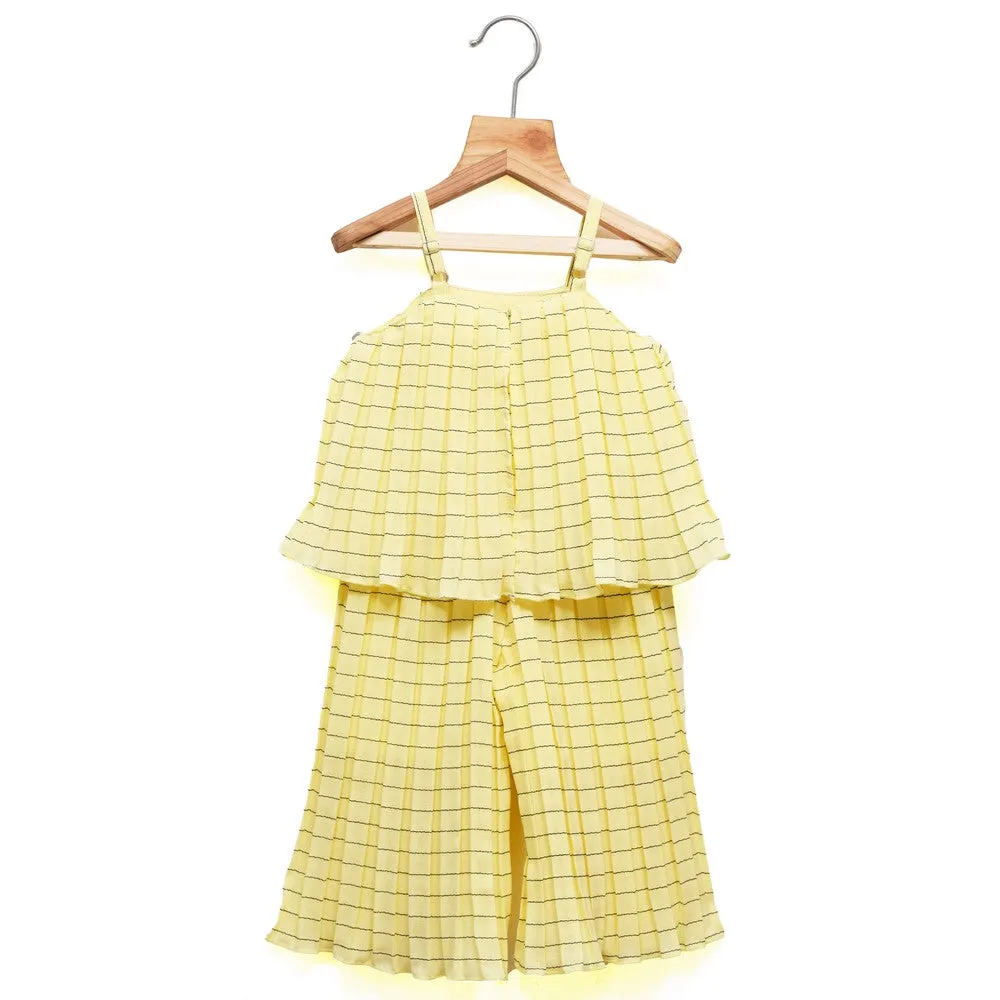 Yellow Striped Cape Style Jumpsuit