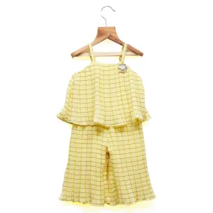 Yellow Striped Cape Style Jumpsuit