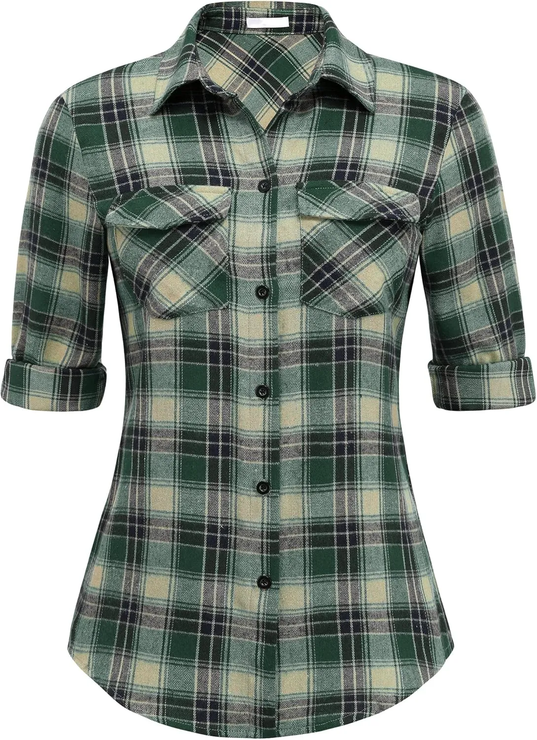 Zeagoo Checked Shirt Women's Long Sleeve Costume Blouse (DE Only)