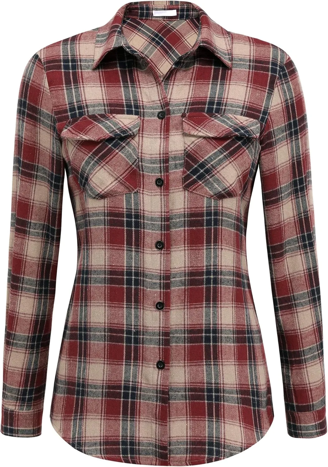 Zeagoo Checked Shirt Women's Long Sleeve Costume Blouse (DE Only)
